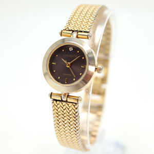 Chariot Diamond Women's Watch 22mm Brown Dial Gold Tone Bracelet w New Battery